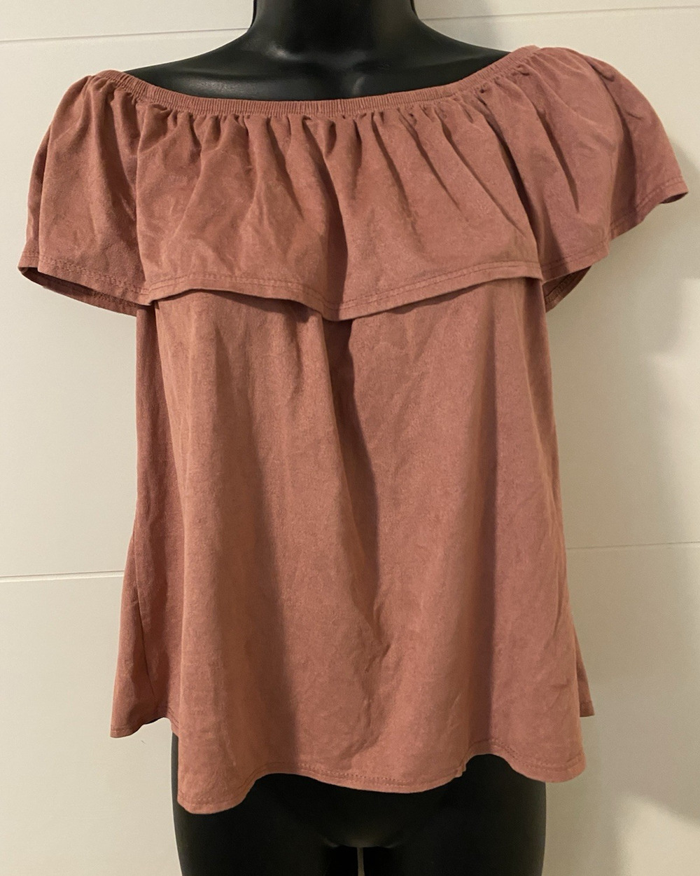 TMG New York Womens Faux Suede Pink Milkmaid Top Size Large Festival Fairy